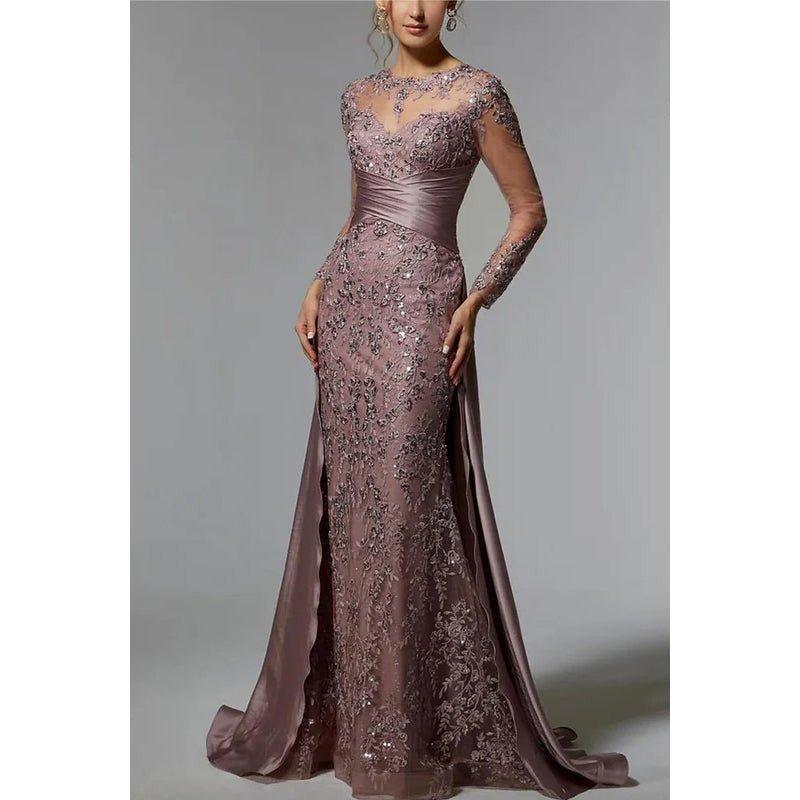Couture & Ornate Trumpet/Mermaid Long Sleeves Sparkly Evening Party Prom Dress