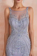 Crew Neck Sleeveless Beading Mermaid Prom Dress Evening Maxi Gown