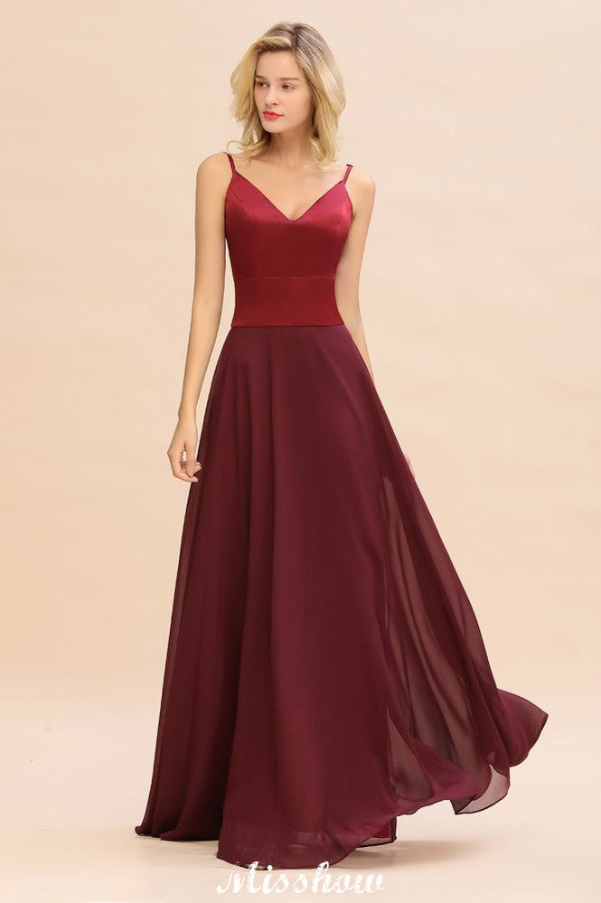 Robe de demoiselle d'honneur bordeaux en satin bordeaux, dos nu croisé, longueur au sol, robe de soirée longue en satin, robe de demoiselle d'honneur