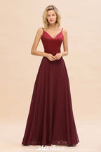 Vestido de noche largo de satén color burdeos con espalda cruzada y escote sin espalda para dama de honor