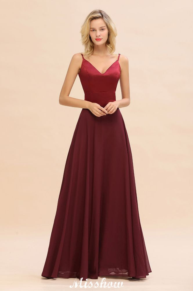 Robe de demoiselle d'honneur bordeaux en satin bordeaux, dos nu croisé, longueur au sol, robe de soirée longue en satin, robe de demoiselle d'honneur