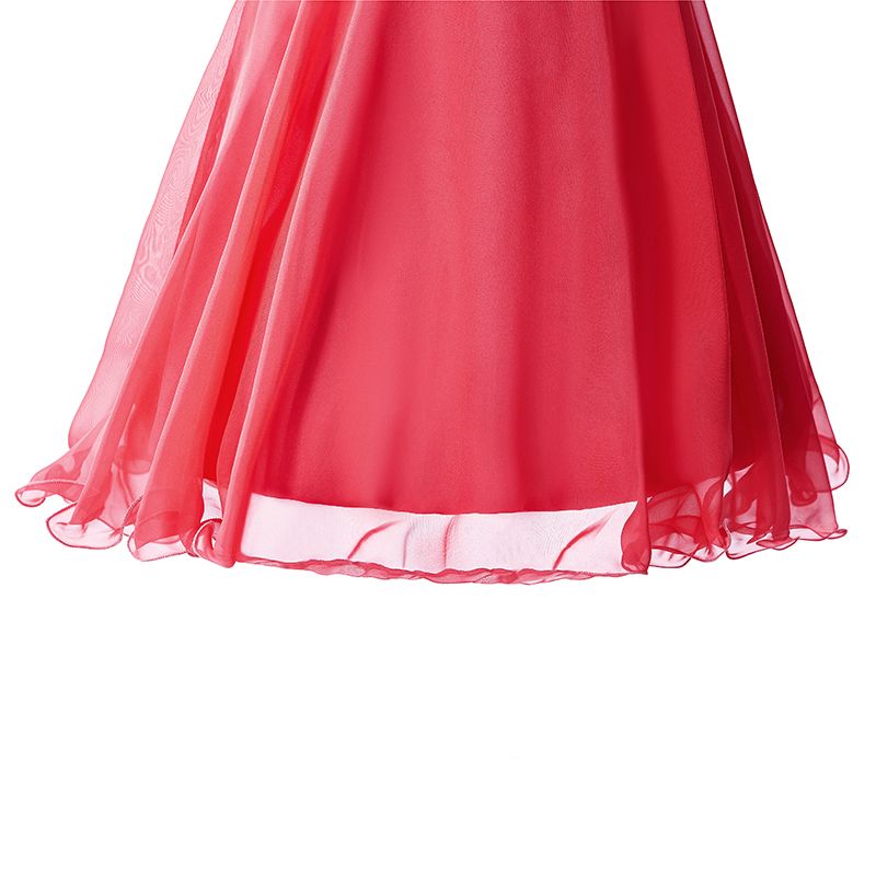 Robe de soirée asymétrique en mousseline à cristaux, coupe trapèze, épaule dénudée, ornée de cristaux