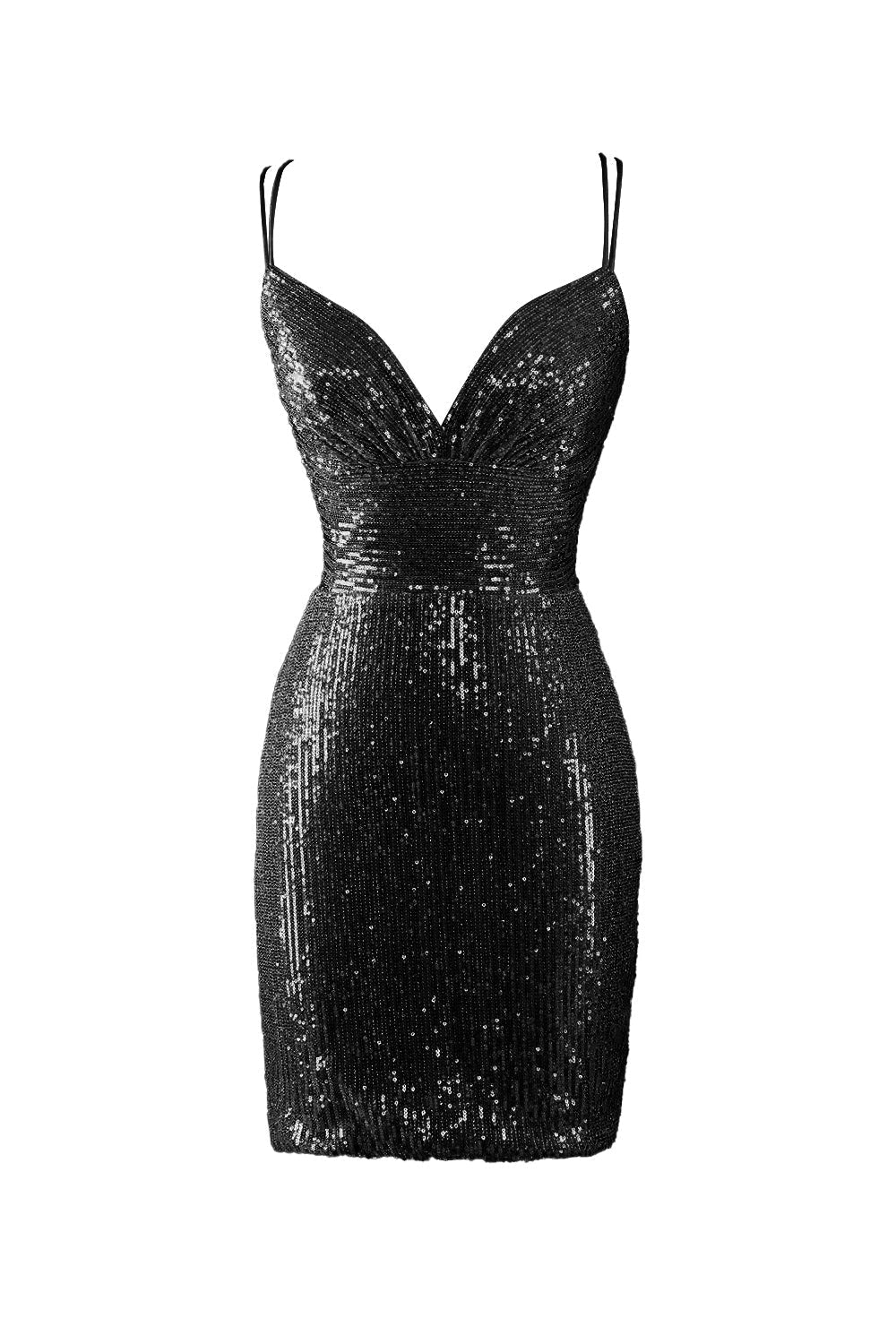 V Neck Blue Sequins Homecoming Dress