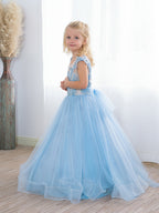 Adorables robes longues en tulle bleu bohème, style trapèze, avec nœud, pour demoiselles d'honneur.