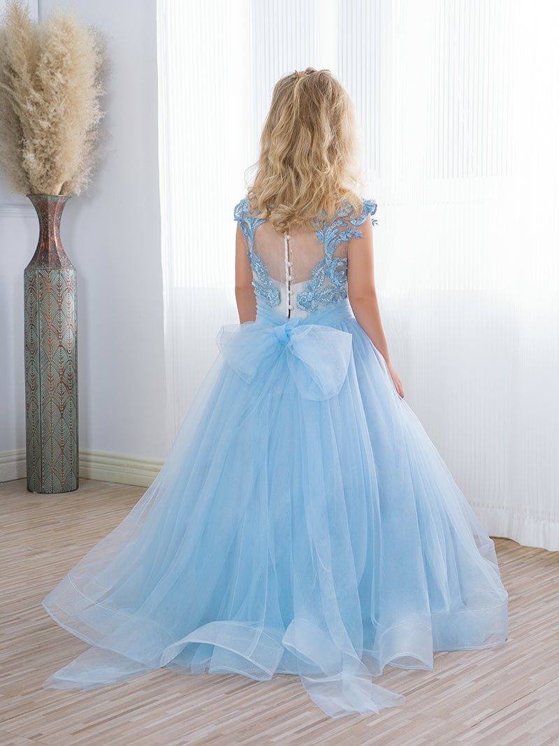 Adorables robes longues en tulle bleu bohème, style trapèze, avec nœud, pour demoiselles d'honneur.