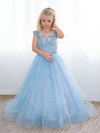 Adorables robes longues en tulle bleu bohème, style trapèze, avec nœud, pour demoiselles d'honneur.