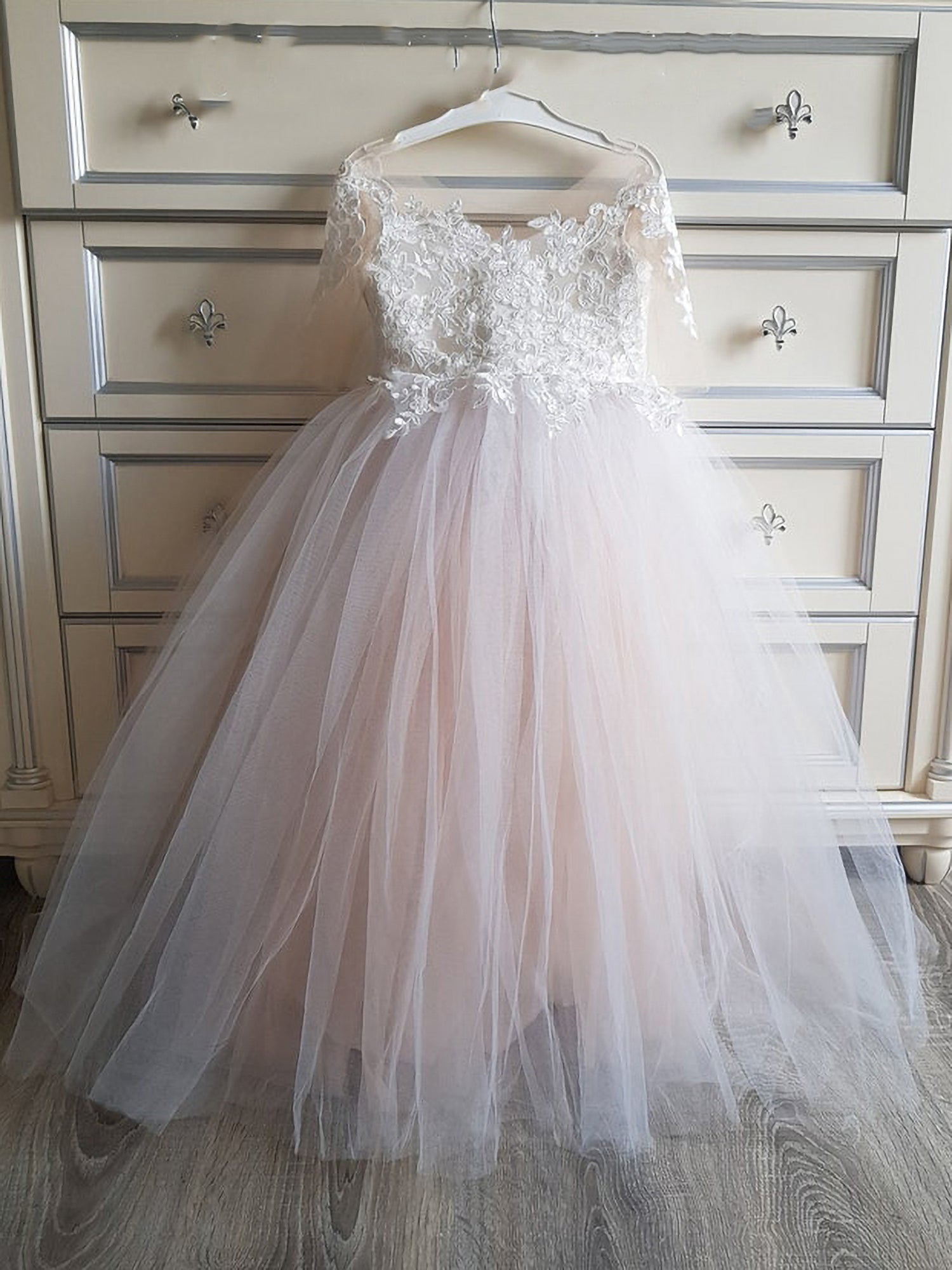 Lindos vestidos largos de princesa estilo boho para niña de las flores con mangas