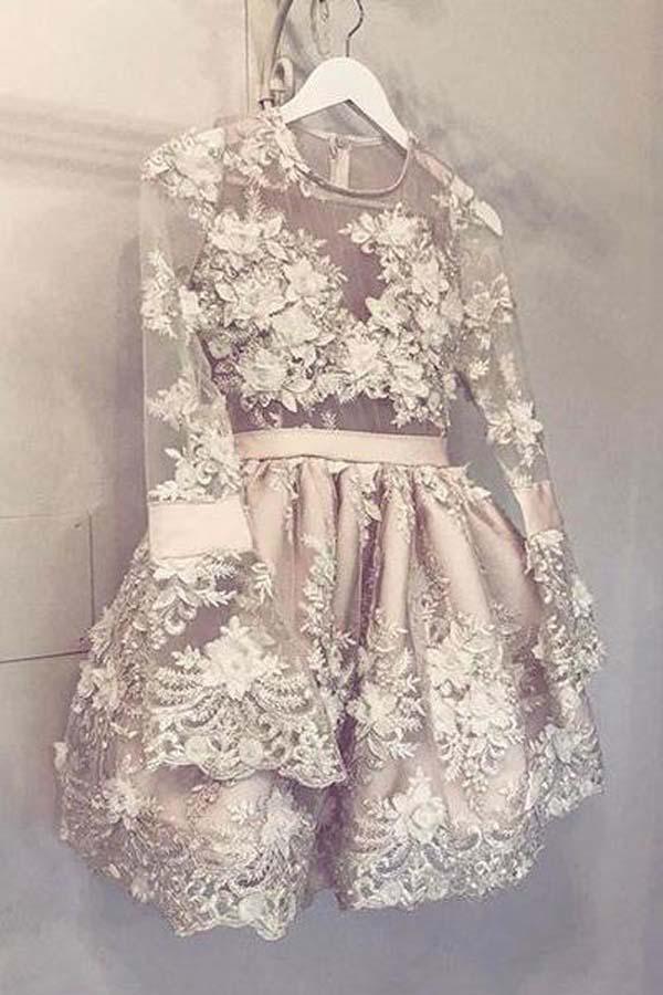 Cute Long Sleeve Homecoming Dress Short Prom Dress Party Dress PD362