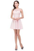 Lindos vestidos de dama de honor cortos, de corte A y con apliques