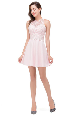 Cute Mini A-line Crew Appliques Bridesmaid Dresses