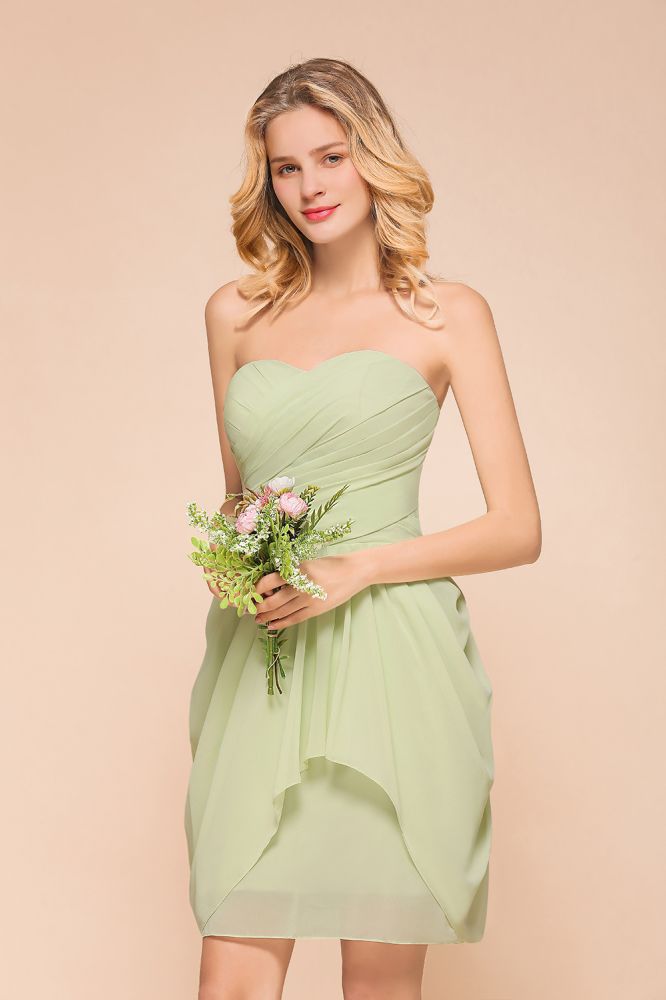 Lindo vestido corto de dama de honor sin mangas, ajustado, de gasa con volantes, estilo vestido de invitada de boda