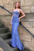 Gorgeous Mermaid Sweetheart Black Corset Prom Dress with Appliques