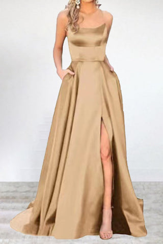 Sexy Formal Solid High Opening U Neck Evening Dress Dresses(16 Colors)