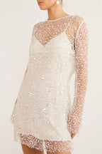 Robe courte en tissu à sequins et perles Sparkle and Shine avec jupon séparé 