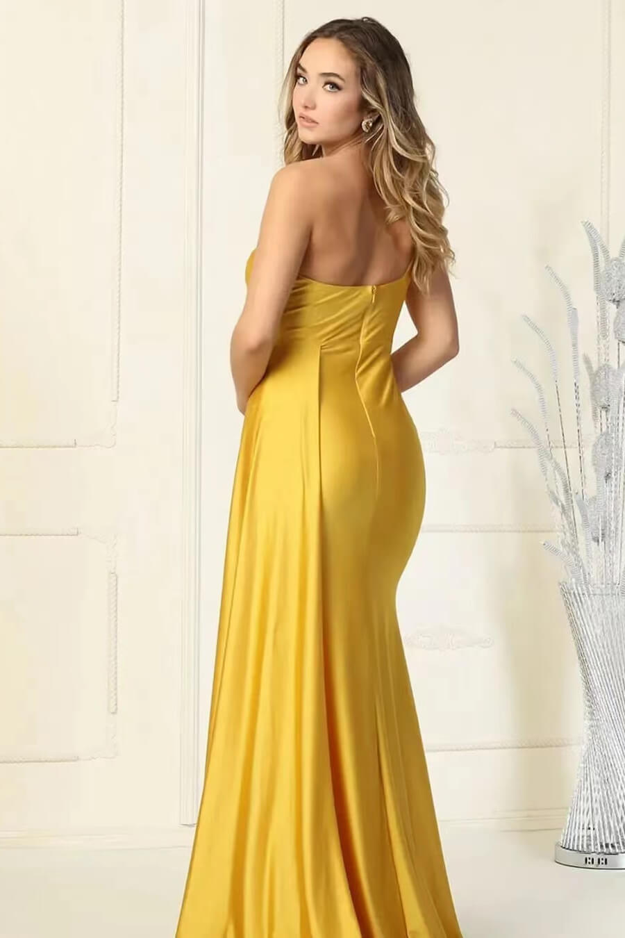 Robe de soirée sirène longue asymétrique à volants, élégante et élégante