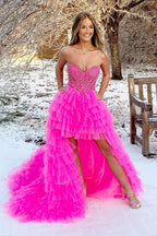 Robe de bal asymétrique en tulle