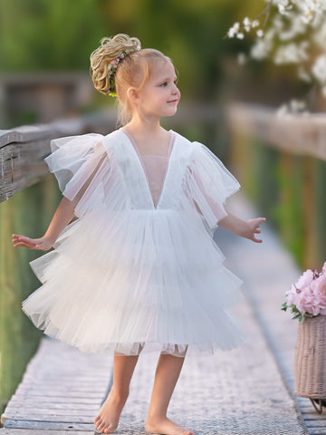 Vestido de niña pequeña de tul elegante estilo hada del jardín encantado 