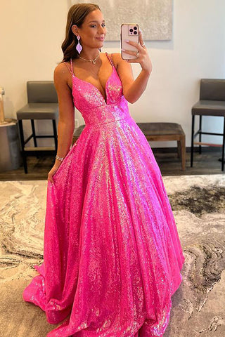 Robe de bal longue à paillettes