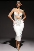 Robe de soirée élégante en dentelle noire et blanche 