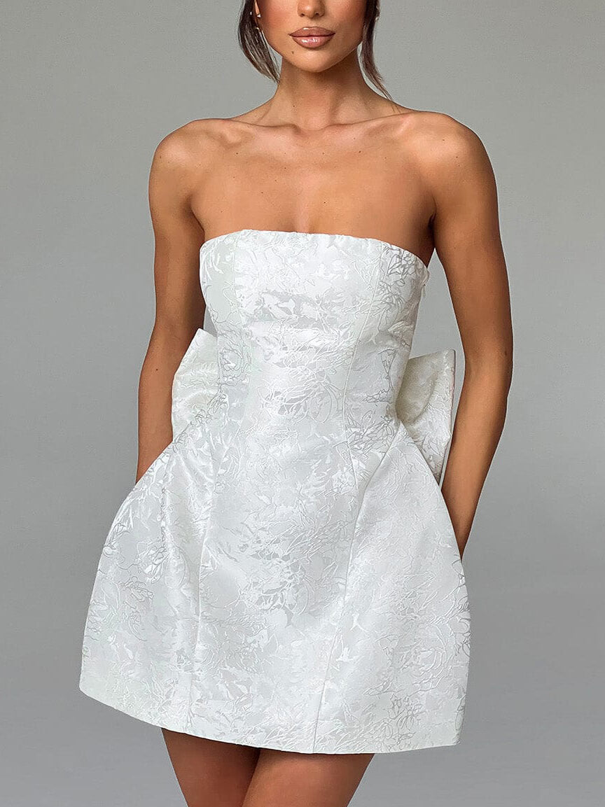 Robe mini bustier à nœud en jacquard, à la fois tendance et sexy 