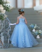 Vestido de baile de princesa Serenity con apliques de encaje y adornos de mariposas 