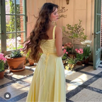 Ravissante robe de bal longue jaune, coupe trapèze, en satin, robe de soirée Y7578