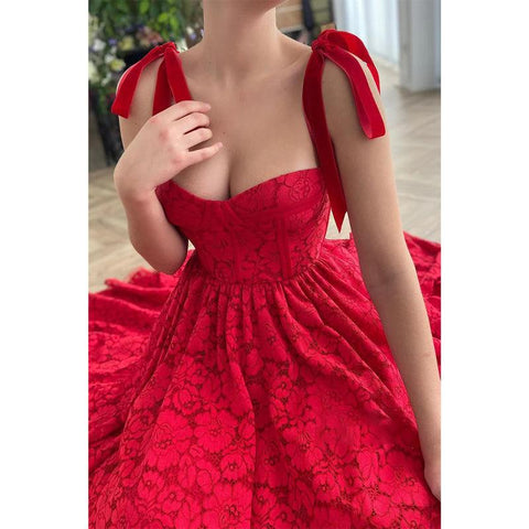 Sweetheart Burgundy Lace Formal Dress with Pockets