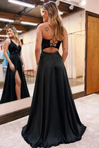Vestido largo de fiesta corte A con bolsillos