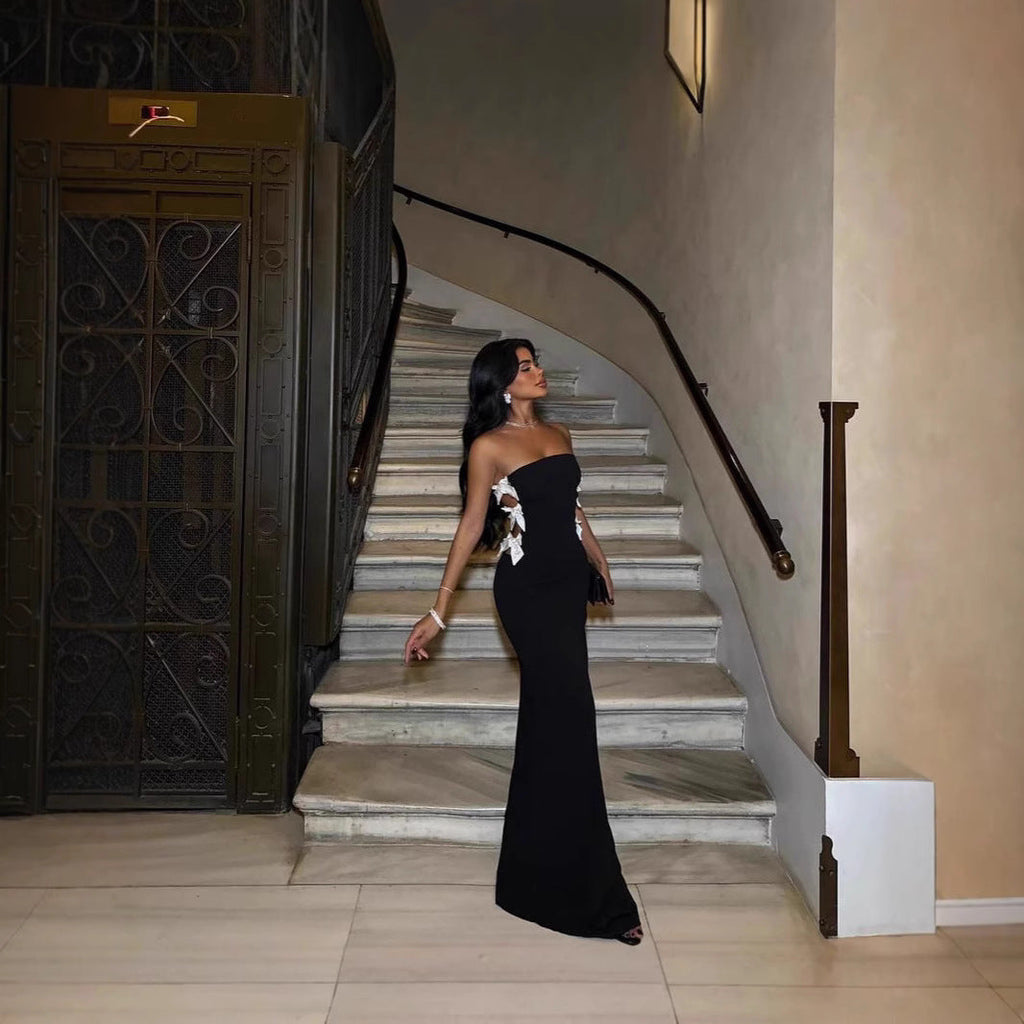 Robe de bal longue à sequins fendue jusqu'à la cuisse 