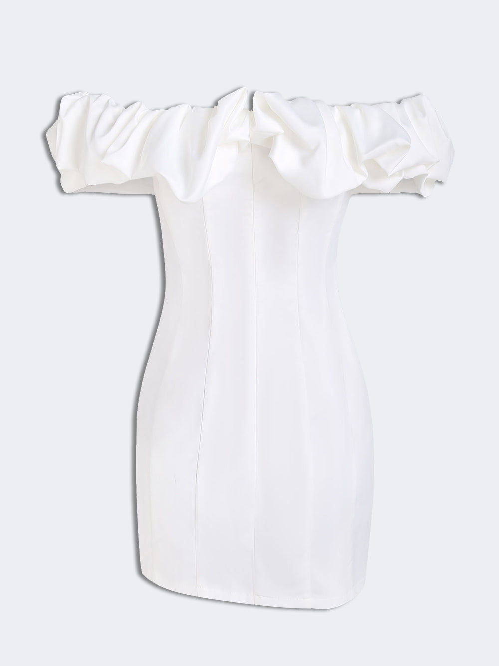 Robe mini bustier en satin à volants 