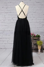 Deep V-neck Tulle Prom Dress