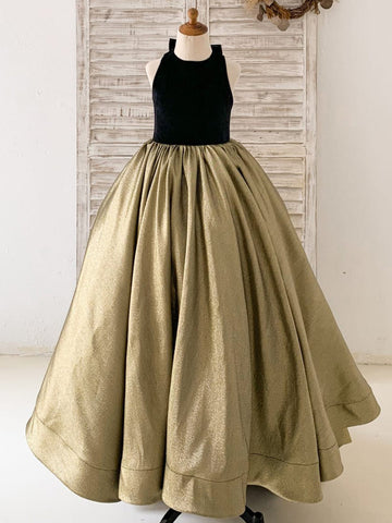 Vestido de gala/princesa de terciopelo jacquard con cola de barrido negro (2003227667) 