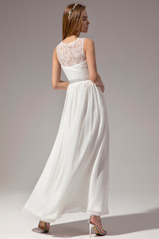 Vestido largo de dama de honor con escote en V