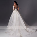 Loverxu Mermaid Vintage Wedding Dresses 2023 Sweetheart Long Sleeve Vestido De Novia Appliques Detachable Train Robe De Mariee