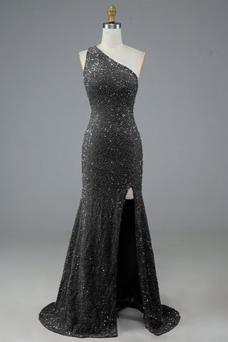 Robe de bal longue à sequins avec fente