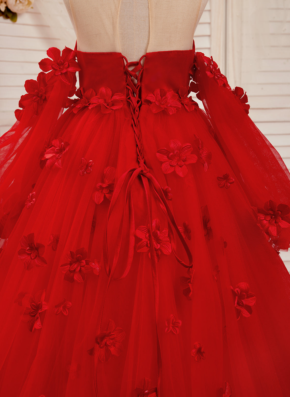 Vestidos de princesa con flores en 3D para niña 