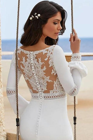 Robes de bal tendance sirène longues en mousseline à col bijou et manches longues