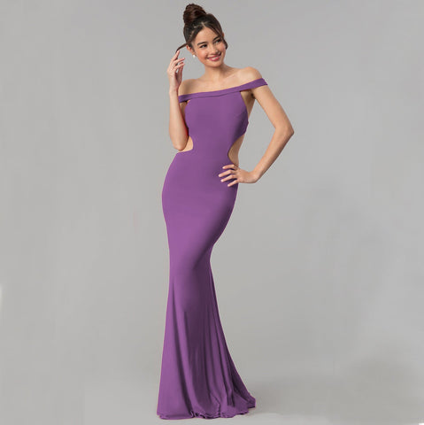 Women's Off Shoulder Maxi Evening Dress – Elegant Formal Gown