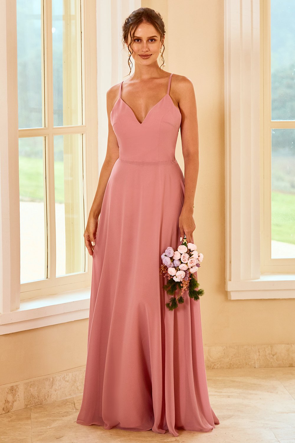 Robe de demoiselle d'honneur longue bohème