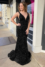 Robe de bal sirène à paillettes