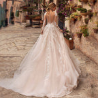 Robe de mariée sexy en dentelle à col en V et applications, collection 2023, manches longues illusion, coupe princesse, style bohème, Vestido De Noiva, pour femme