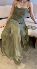 Vestido largo de fiesta verde encantador, corte en A, vestido de noche formal Y7619