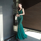 Evening Dress Women Cocktail Elegant Annual Meeting Long Fishtail Sexy Dress