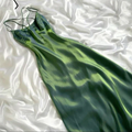 Precioso vestido largo de fiesta de satén verde corte A, vestido de noche formal Y7511