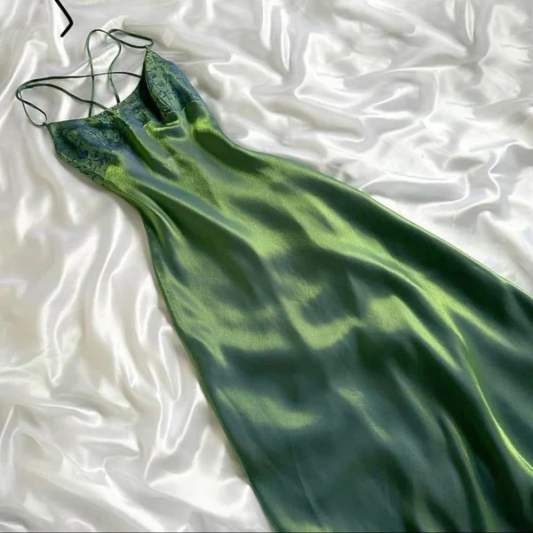 Precioso vestido largo de fiesta de satén verde corte A, vestido de noche formal Y7511