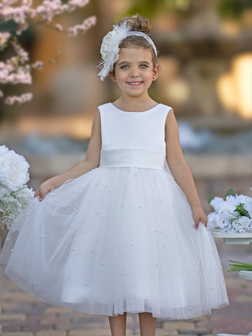 Vestido de princesa/vestido de princesa de satén y tul hasta la rodilla para niña de las flores 