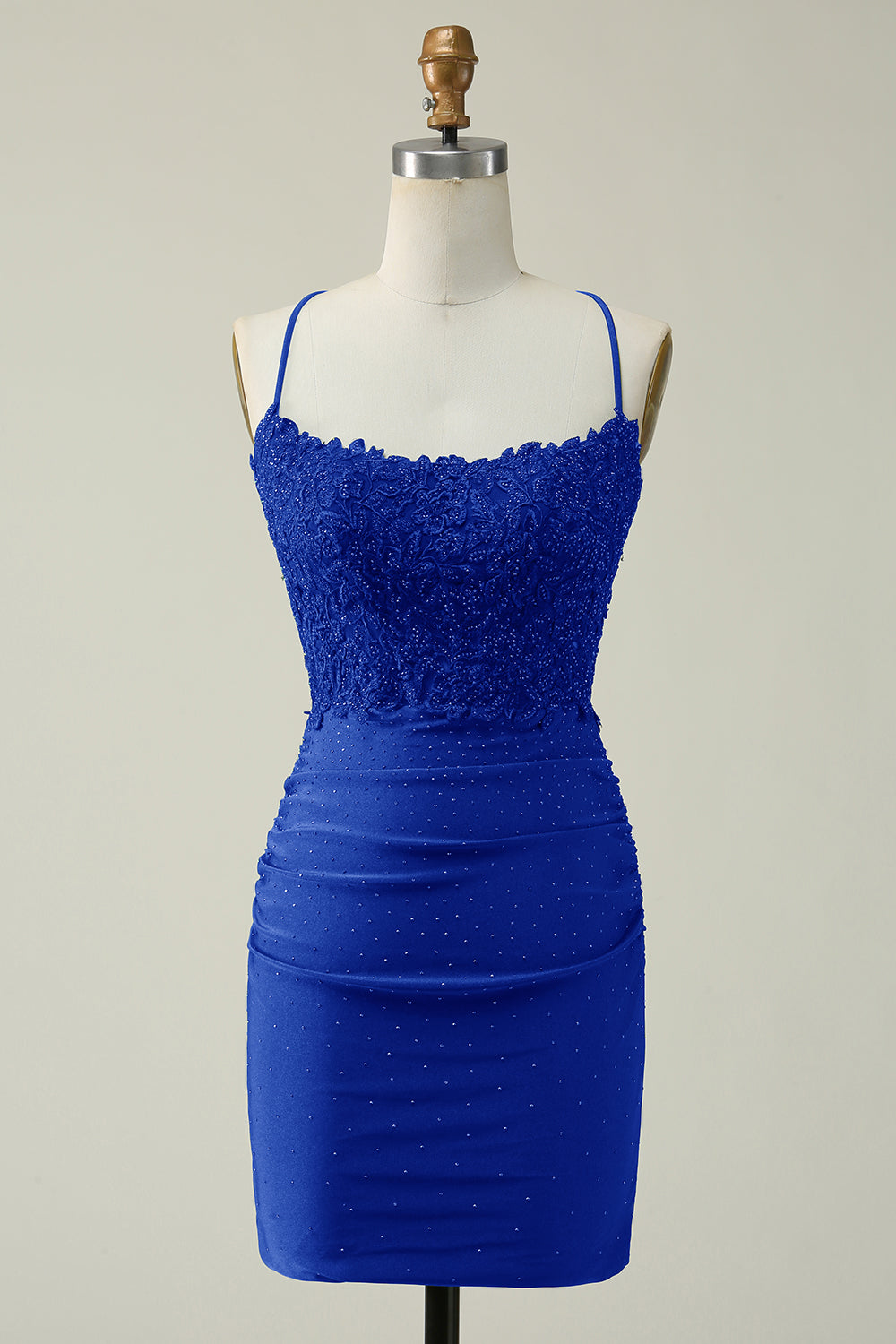 Hot Selling Bodycon Spaghetti Straps Dark Green Short Homecoming Dress with Appliques