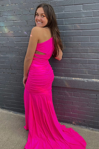 One Shoulder Mermaid Long Prom Dress
