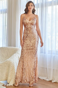 Robe de bal sirène rose à sequins