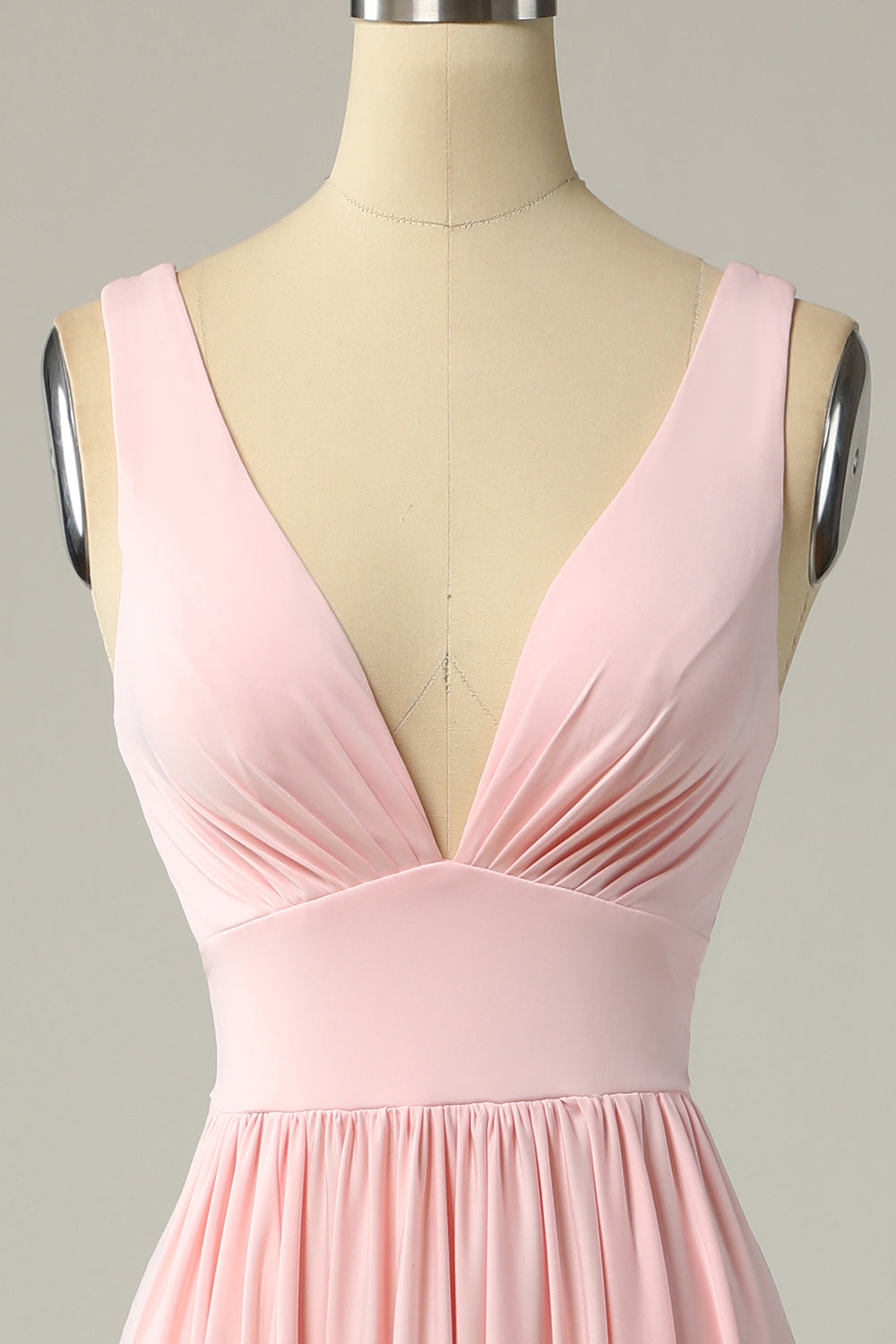 Robe de bal longue jaune classique trapèze à col en V et fente sur le devant